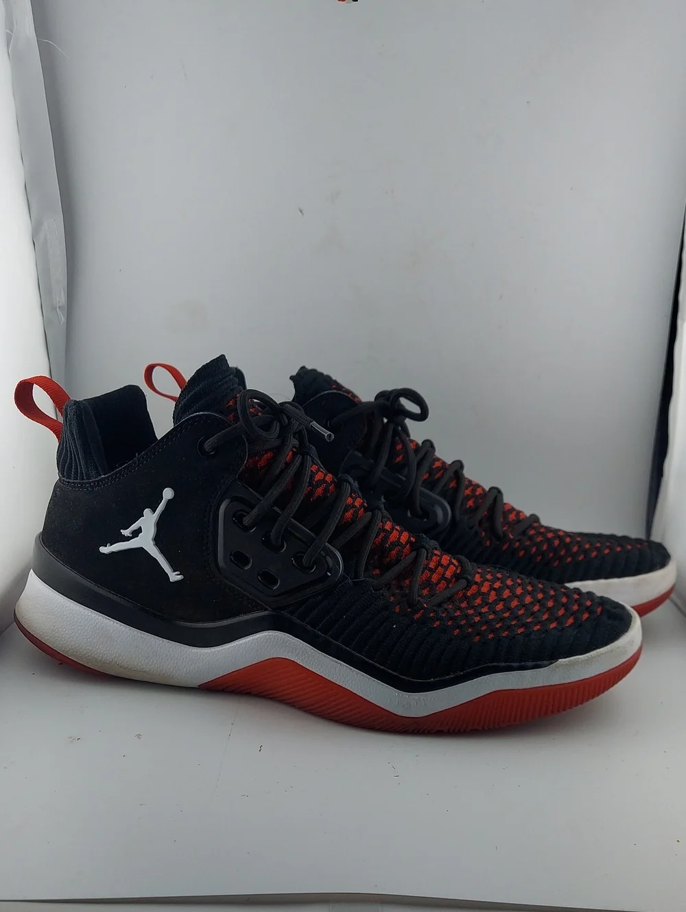 Jordan Men’s Black & Red Knit Basketball Shoes